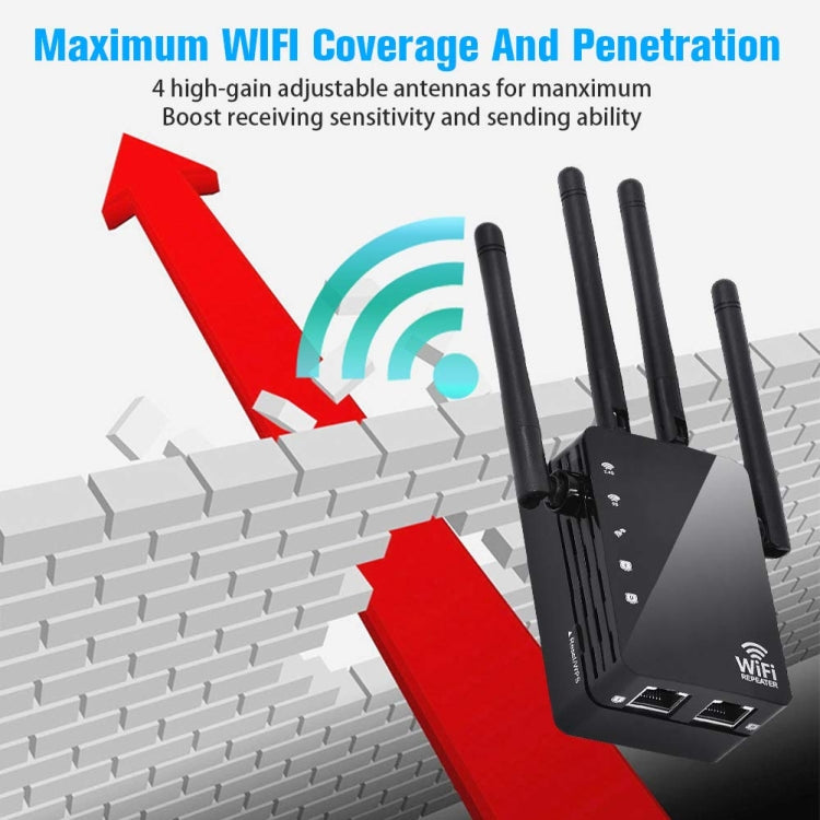 5G/2.4G 1200Mbps WiFi Range Extender WiFi Repeater With 2 Ethernet Ports US Plug White - Broadband Amplifiers by buy2fix | Online Shopping UK | buy2fix