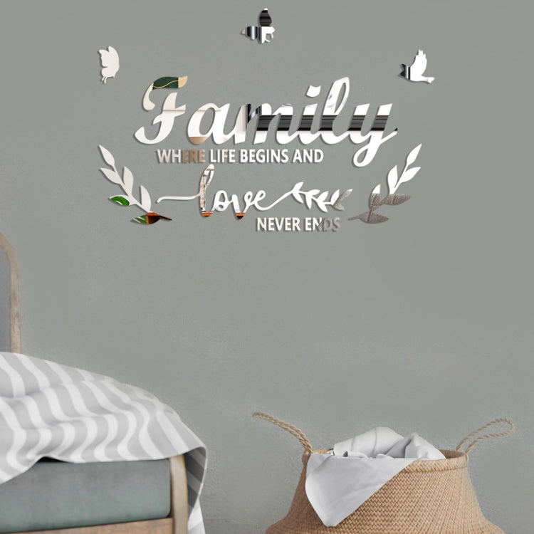 Acrylic Familylove Stereoscopic Mirror Wall Stickers Home Self-Adhesive Decorative Soft Mirror(Silver) - Decorative Mirrors by buy2fix | Online Shopping UK | buy2fix