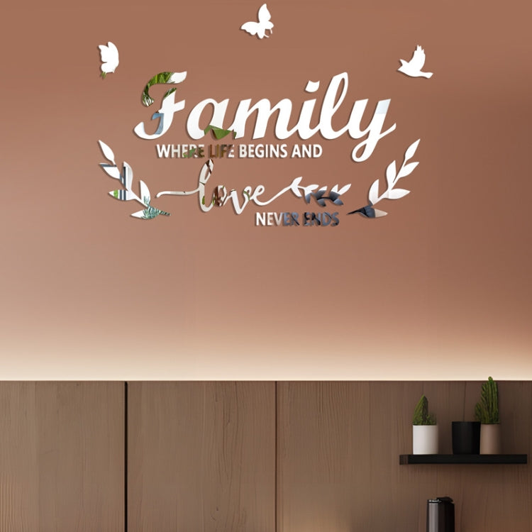 Acrylic Familylove Stereoscopic Mirror Wall Stickers Home Self-Adhesive Decorative Soft Mirror(Silver) - Decorative Mirrors by buy2fix | Online Shopping UK | buy2fix