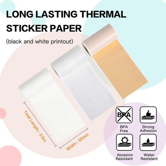 For Phomemo M02 / M02S / M02Pro 3rolls /Pack Transparent / Translucent / Gold Powder Black Letter Thermal Label Printing Paper by Phomemo