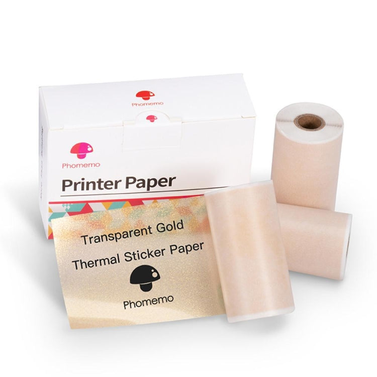 For Phomemo M02 / M02S / M02Pro 3rolls /Pack 50mm Thermal Label Printing Paper For Sticker Printer With Black Letter On Gold Powder Background - Printing Paper by Phomemo | Online Shopping UK | buy2fix