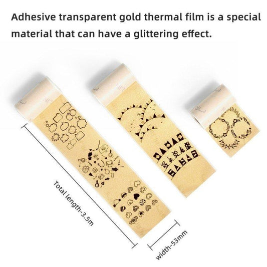 For Phomemo M02 / M02S / M02Pro 3rolls /Pack 50mm Thermal Label Printing Paper For Sticker Printer With Black Letter On Gold Powder Background by Phomemo
