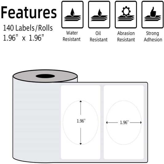 For Phomemo M110 / M200 140pcs /Roll 50x50mm Round Self-Adhesive Thermal Labels by Phomemo