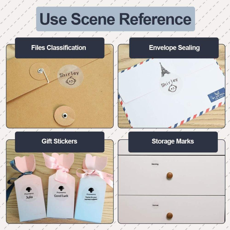 For Phomemo M110 / M200 180pcs /Roll 40x40mm Circular Transparent Self-Adhesive Tag by Phomemo