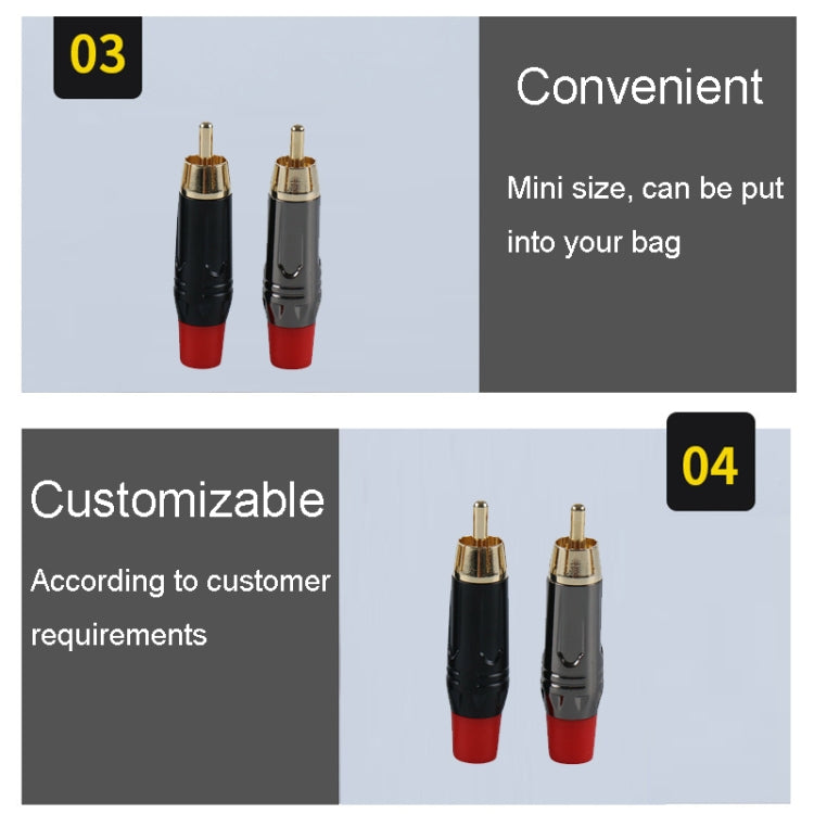 Pure Copper Soldered RCA Male Audio/Video Plug Assembled With AV Lotus Connector(Red) by buy2fix