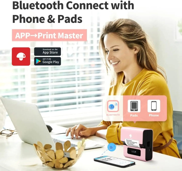 Phomemo M221 Thermal Wireless Label Printer Barcode Bluetooth Label Maker(Pink) - Receipt Printers by Phomemo | Online Shopping UK | buy2fix