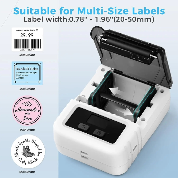 Phomemo M120 Label Maker Barcode Printer Bluetooth Thermal Label Machine(White) - Receipt Printers by Phomemo | Online Shopping UK | buy2fix