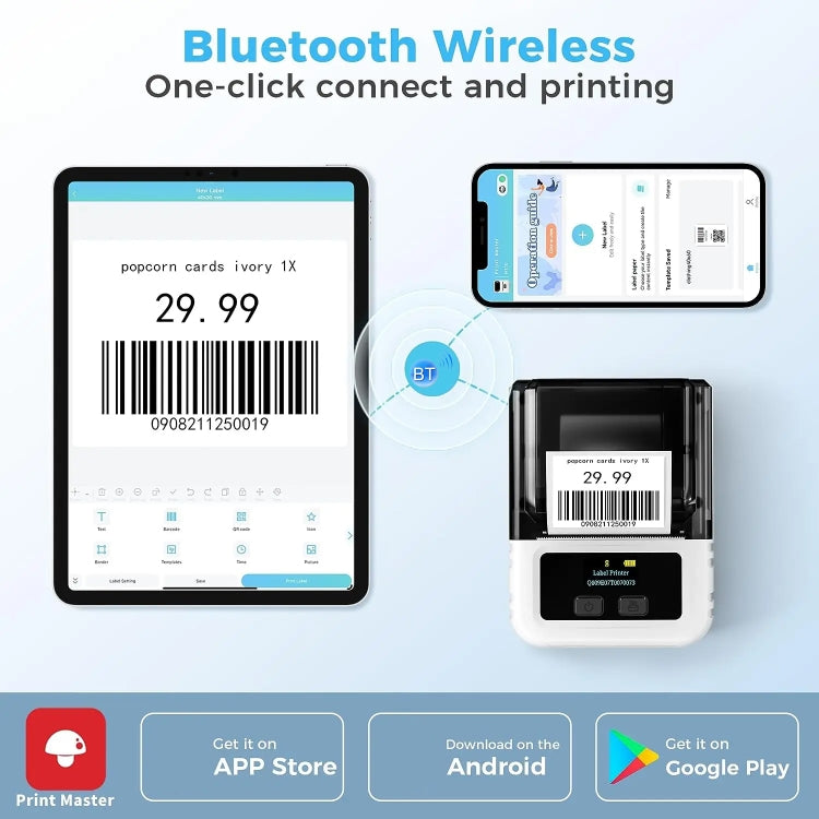 Phomemo M120 Label Maker Barcode Printer Bluetooth Thermal Label Machine(White) - Receipt Printers by Phomemo | Online Shopping UK | buy2fix