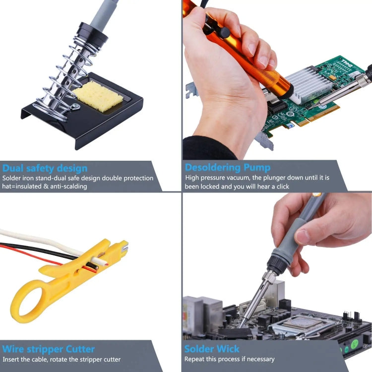 15-in-1 EU Plug 60W Adjustable Temperature Soldering Iron Set with VC830L Digital Multimeter - Soldering Iron Set by buy2fix | Online Shopping UK | buy2fix