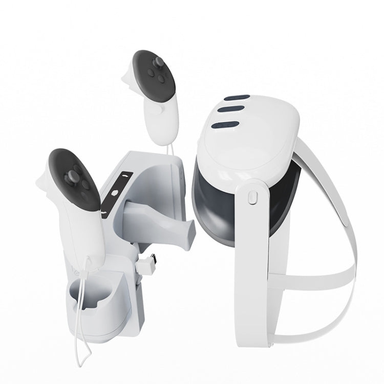 For Meta Quest 3 VR Helmet Charging Base Wall-mounted Fast Charging Rack With LED Indicator(Gray White) - VR Accessories by buy2fix | Online Shopping UK | buy2fix