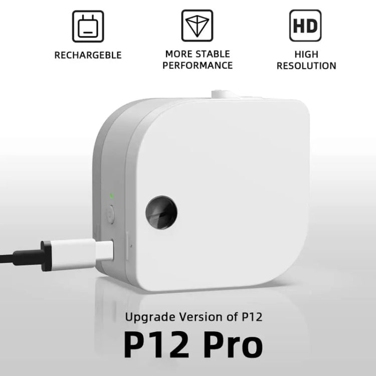Phomemo P12Pro Li-Ion Battery Compact Bluetooth Convenient Self-Adhesive Thermal Label Printer(Black) - Receipt Printers by Phomemo | Online Shopping UK | buy2fix