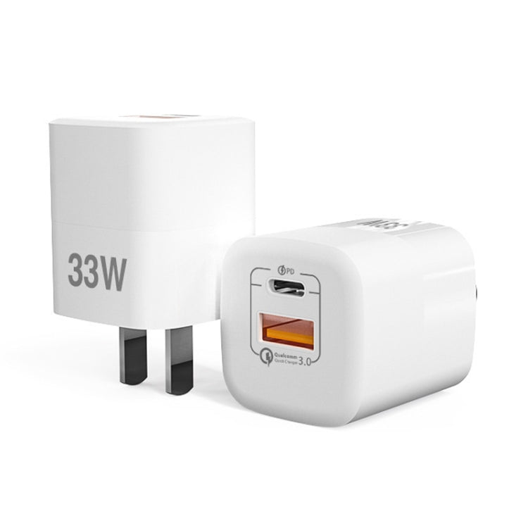 33W Portable Mini Cell Phone Charger Type-C+USB Dual-Port Fast Charger Charging Adapter, CN Plug - USB Charger by buy2fix | Online Shopping UK | buy2fix