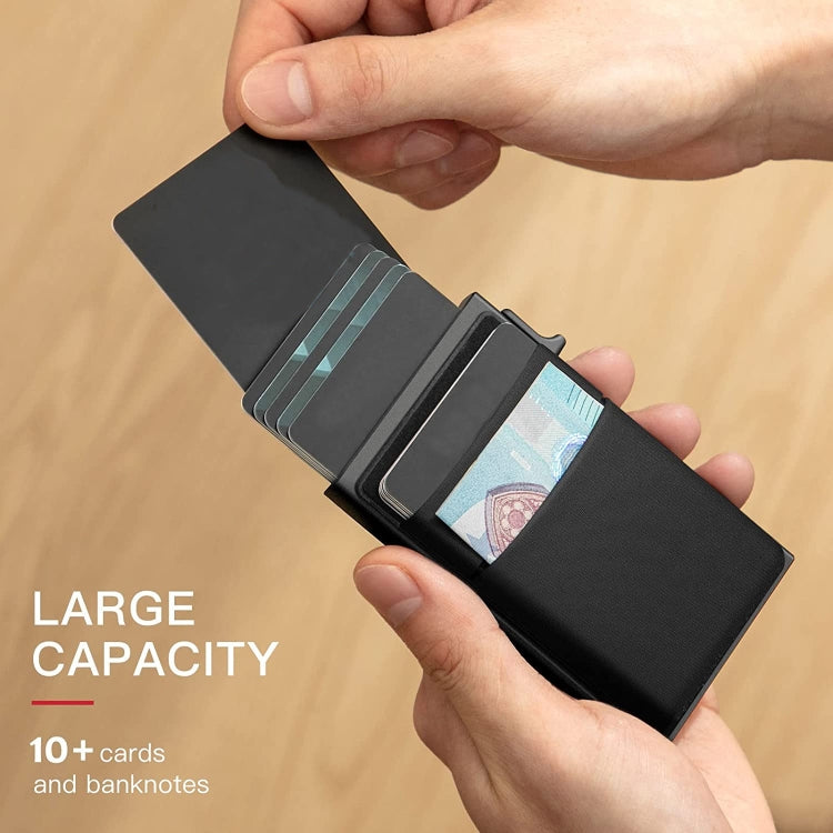 Slim Metal Wallet Pop Up Credit Card Holder RFID Blocking Men Business Card Clip(Black) - Antimagnetic RFID Package by buy2fix | Online Shopping UK | buy2fix