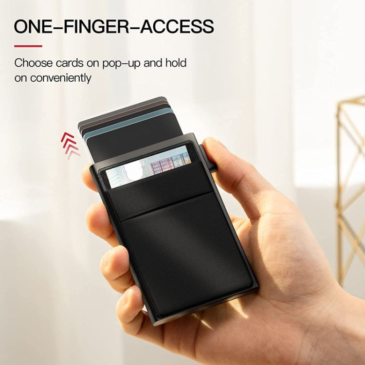 Slim Metal Wallet Pop Up Credit Card Holder RFID Blocking Men Business Card Clip(Black) - Antimagnetic RFID Package by buy2fix | Online Shopping UK | buy2fix
