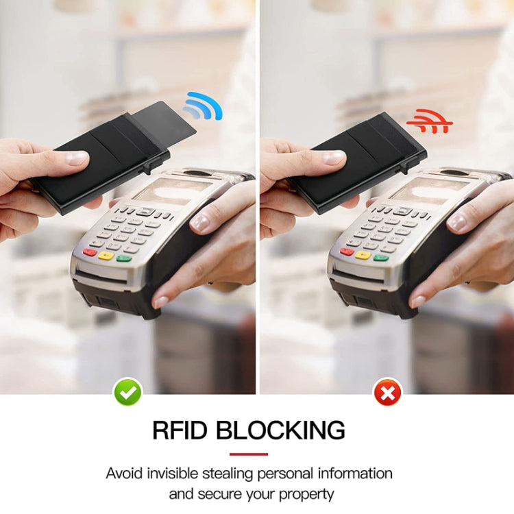 Slim Metal Wallet Pop Up Credit Card Holder RFID Blocking Men Business Card Clip(Black) - Antimagnetic RFID Package by buy2fix | Online Shopping UK | buy2fix