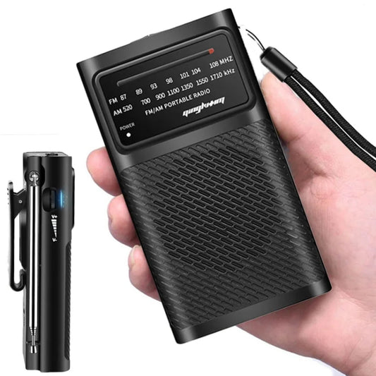 J-180 Portable Pointer FM/AM Two-Band Radios With Carrying Clip, Style: Regular Version(Black) by buy2fix