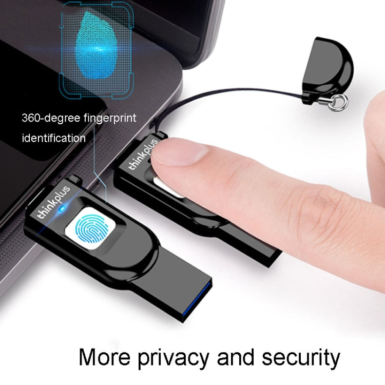 Lenovo Thinkplus TFU301 Dual Interface Type-C+USB Fingerprint Encrypted USB Flash Drive, Capacity: 256G by Lenovo