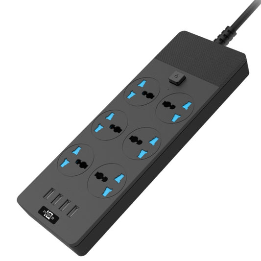 TB-T12 3000W 2m 4-USB Ports + 6-Jacks Multifunctional Flame-Retardant Socket With Switch(EU Plug) by buy2fix