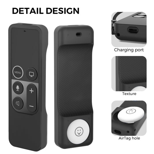 For Apple TV HD / 4K+AirTag AhaStyle PT157 Remote Control Tracker 2 In 1 Silicone Protective Cover(Black) by AhaStyle