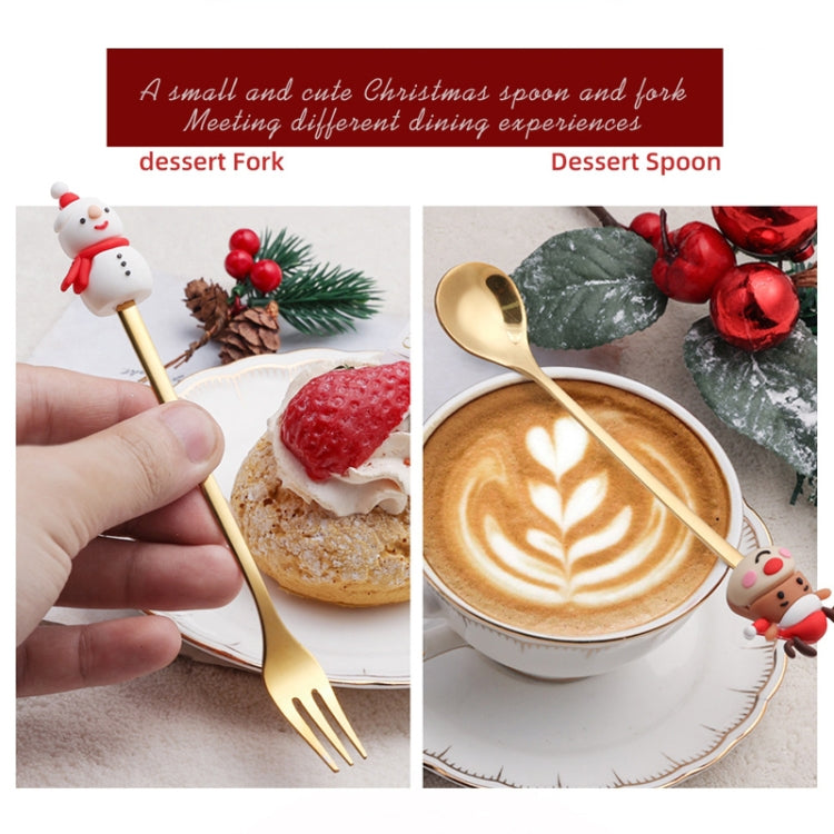 4pcs /Pack Christmas Cartoon Doll Stainless Steel Tableware, Style: D Spoon(Silver+Red Box) by buy2fix