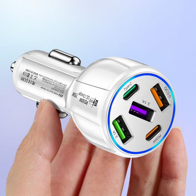 3USB+2PD 75W Dual Line Car Mobile Phone Fast Charging Charger(White) - Car Charger by buy2fix | Online Shopping UK | buy2fix