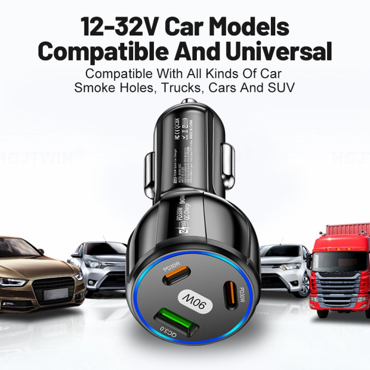 90W Super Fast Charging USB-C Car Charger Dual PD 30W+QC3.0 Charging Station(Black) - Car Charger by buy2fix | Online Shopping UK | buy2fix