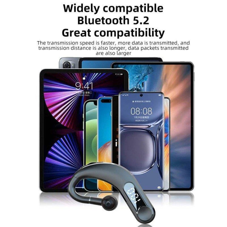 Ear-Mounted Waterproof Sports Smart Noise Reduction Bluetooth Earphones With LED Battery Display(Black) - Bluetooth Earphone by buy2fix | Online Shopping UK | buy2fix