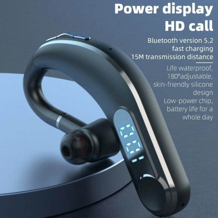 Ear-Mounted Waterproof Sports Smart Noise Reduction Bluetooth Earphones With LED Battery Display(Black) - Bluetooth Earphone by buy2fix | Online Shopping UK | buy2fix