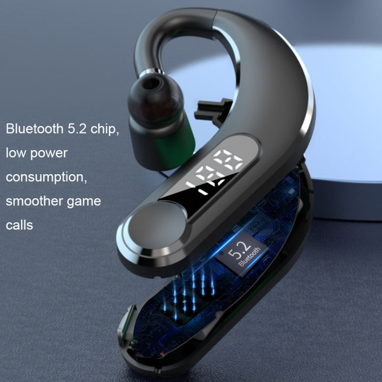 Ear-Mounted Waterproof Sports Smart Noise Reduction Bluetooth Earphones With LED Battery Display(Black) - Bluetooth Earphone by buy2fix | Online Shopping UK | buy2fix