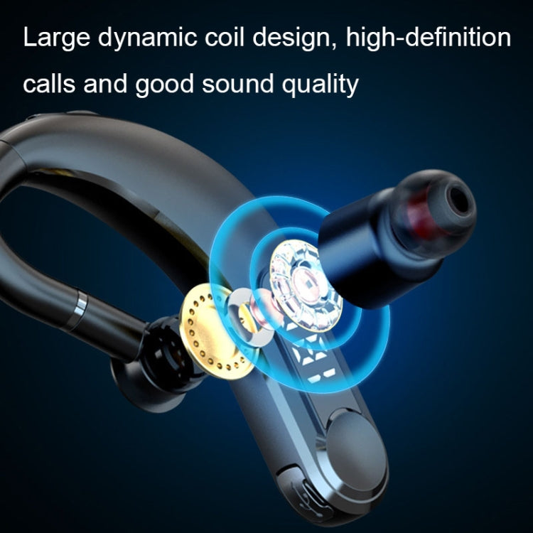 Ear-Mounted Waterproof Sports Smart Noise Reduction Bluetooth Earphones With LED Battery Display(Black) - Bluetooth Earphone by buy2fix | Online Shopping UK | buy2fix