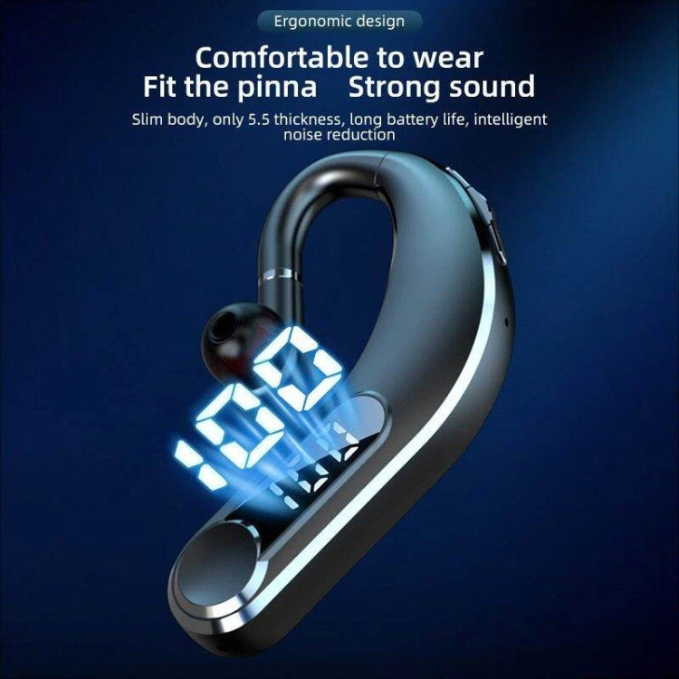 Ear-Mounted Waterproof Sports Smart Noise Reduction Bluetooth Earphones With LED Battery Display(Black) - Bluetooth Earphone by buy2fix | Online Shopping UK | buy2fix