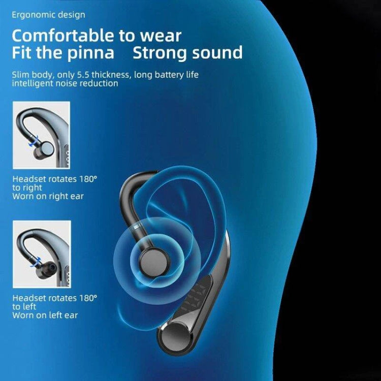 Ear-Mounted Waterproof Sports Smart Noise Reduction Bluetooth Earphones With LED Battery Display(Black) - Bluetooth Earphone by buy2fix | Online Shopping UK | buy2fix
