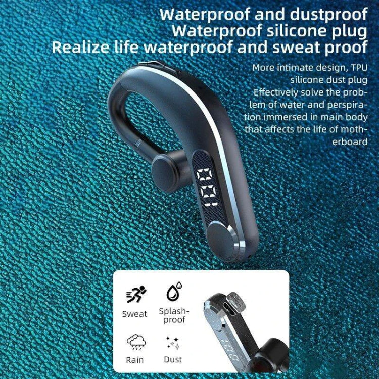 Ear-Mounted Waterproof Sports Smart Noise Reduction Bluetooth Earphones With LED Battery Display(Black) - Bluetooth Earphone by buy2fix | Online Shopping UK | buy2fix