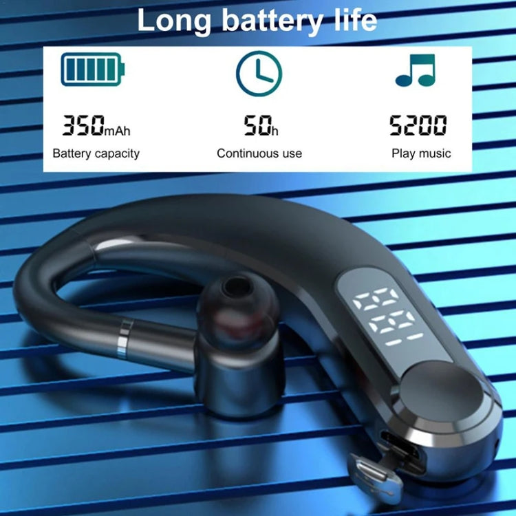 Ear-Mounted Waterproof Sports Smart Noise Reduction Bluetooth Earphones With LED Battery Display(Black) - Bluetooth Earphone by buy2fix | Online Shopping UK | buy2fix