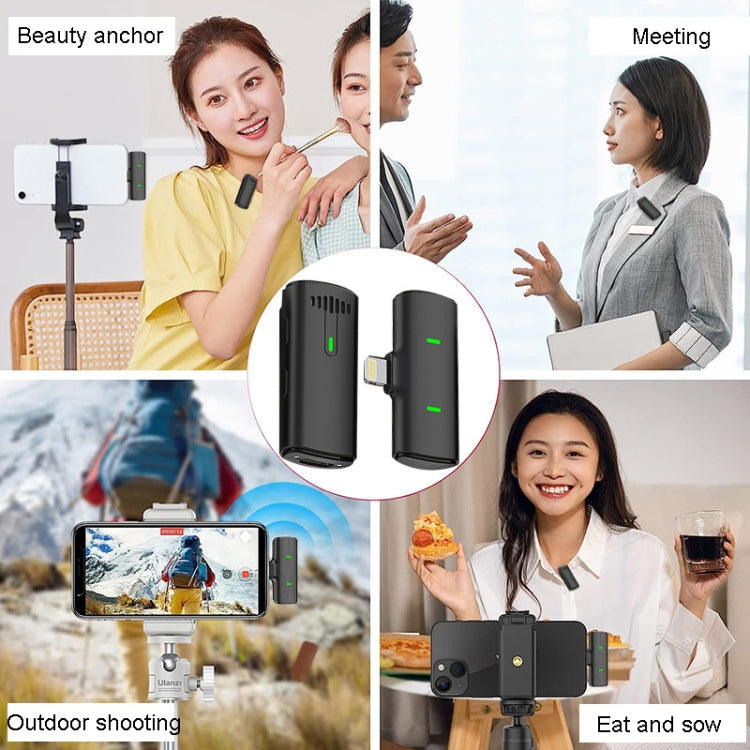 One To Two Outdoor Recording Lavalier Microphone Noise Canceling Wireless Mics, Interface: 8 Pin by buy2fix