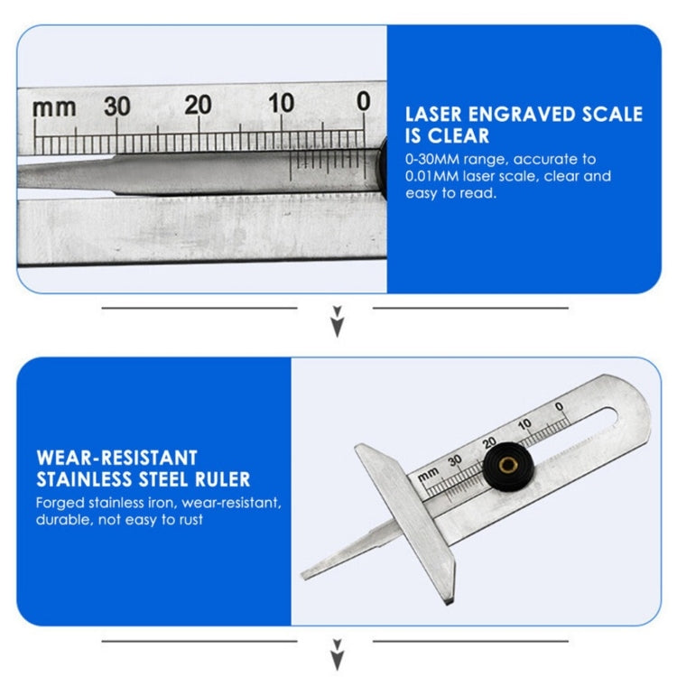 0-30mm Stainless Steel Tire Tread Vernier Depth Gauge - Electronic Test by buy2fix | Online Shopping UK | buy2fix