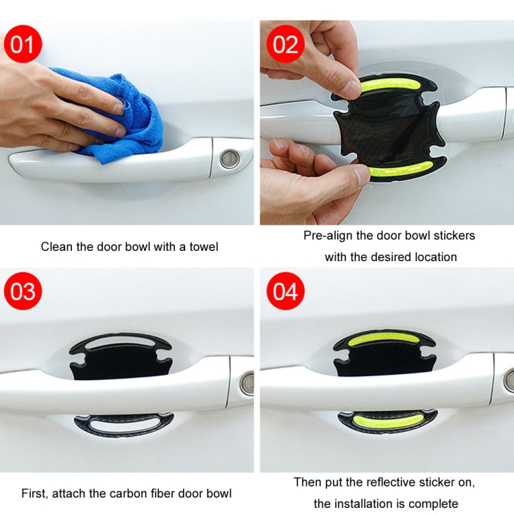 8pcs/set Car Door Handle Rearview Mirror Safety Warning Protective Reflective Sticker, Color: White by buy2fix
