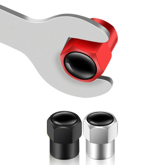 4pcs /Set Hexagonal Metal Tire Valve Caps Automobile Universal Modified Valve Covers(Black) by buy2fix