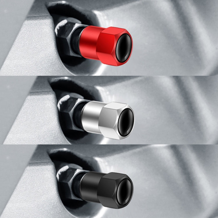 4pcs /Set Hexagonal Metal Tire Valve Caps Automobile Universal Modified Valve Covers(Silver) by buy2fix