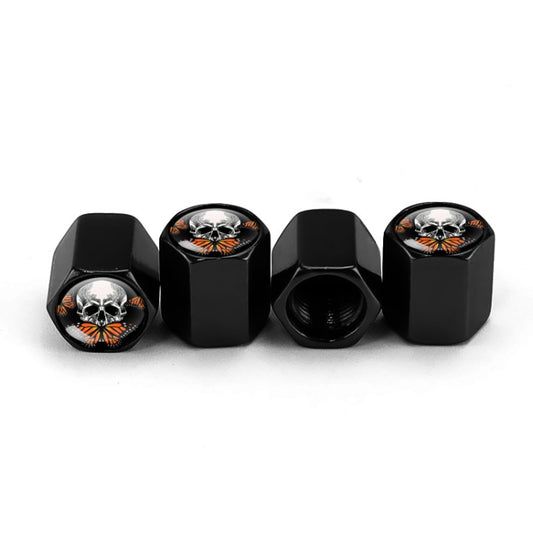 4pcs/set Skull Metal Car Tire Universal Modified Aluminum Alloy Valve Cap(Black) by buy2fix
