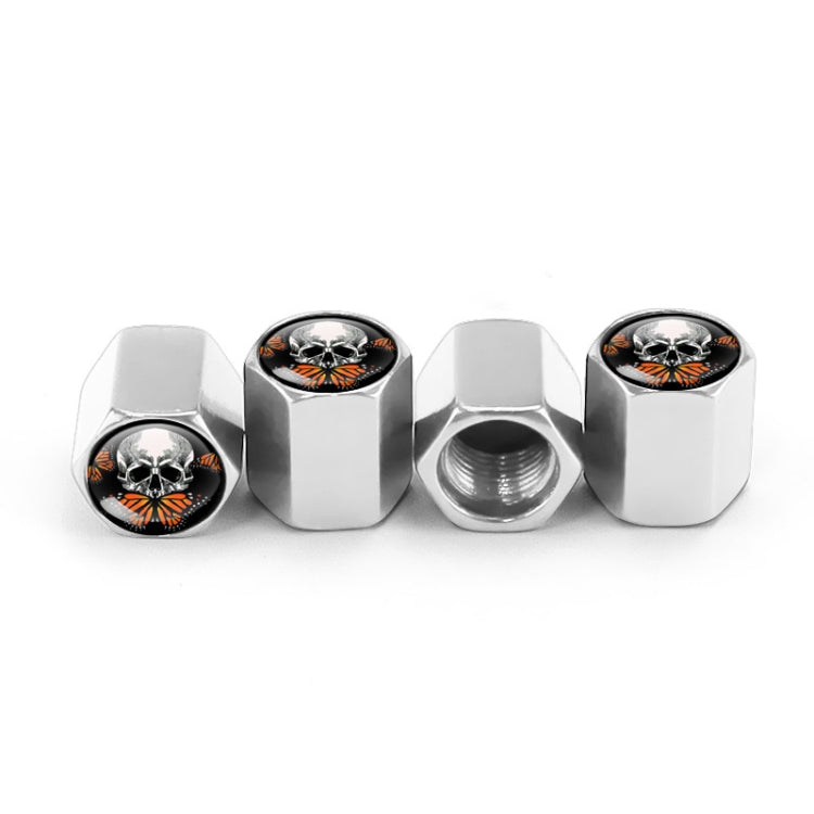 4pcs/set Skull Metal Car Tire Universal Modified Aluminum Alloy Valve Cap(Silver) - Tire Valve Caps by buy2fix | Online Shopping UK | buy2fix