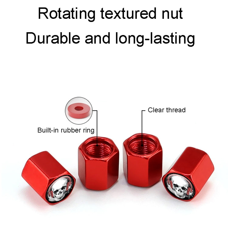 4pcs /Set Headset Skeleton Metal Tire Valve Caps Automobile Universal Modified Valve Covers(Red) - Tire Valve Caps by buy2fix | Online Shopping UK | buy2fix