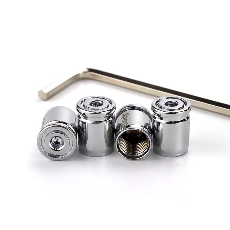 4pcs /Set Sport Anti-Theft Car Tire Valve Caps Universal Valve Cover With Wrench(Silver) - Tire Valve Caps by buy2fix | Online Shopping UK | buy2fix