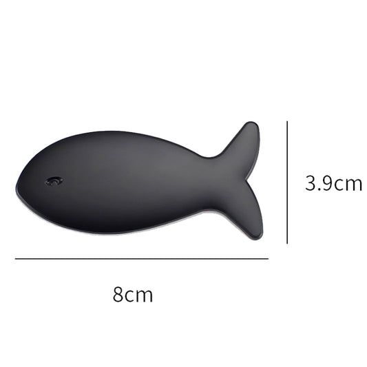 Fish-Shaped Car Metal Stickers Car Body Tail Marker Decorative Decals(Black) by buy2fix