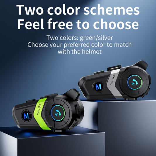 S3 Motorcycle Helmet Bluetooth Headset For Full and Half Helmets(Green) - Motorcycle Walkie Talkie by buy2fix | Online Shopping UK | buy2fix