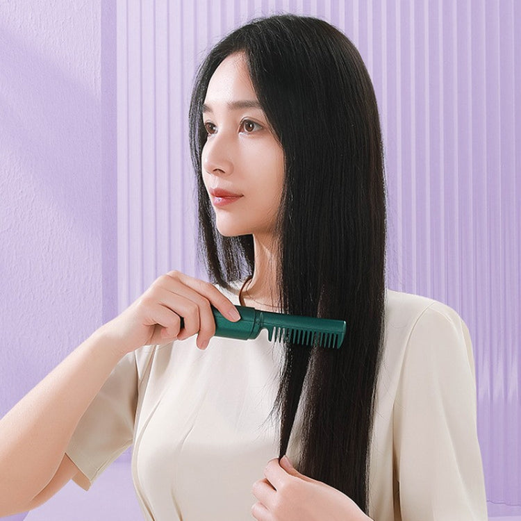 2 In 1 Portable USB Rechargeable Hair Curler Dual Usage Hair Straightening Comb(Green) - Hair Curler by buy2fix | Online Shopping UK | buy2fix