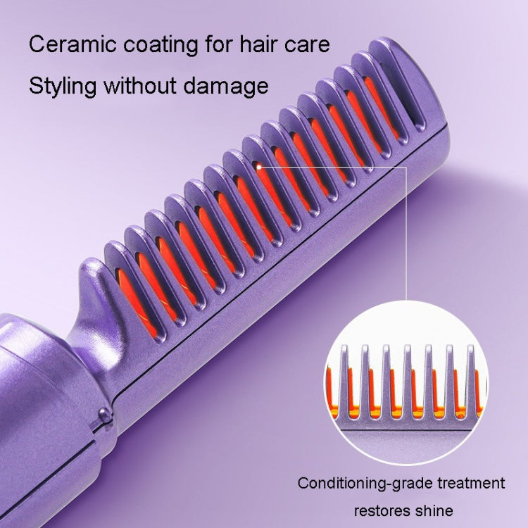 2 In 1 Portable USB Rechargeable Hair Curler Dual Usage Hair Straightening Comb(Green) - Hair Curler by buy2fix | Online Shopping UK | buy2fix