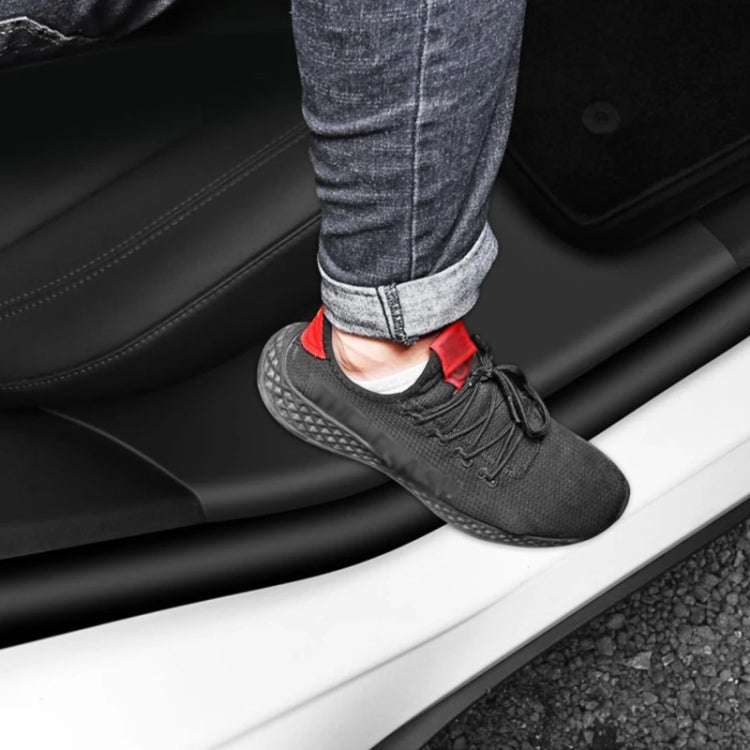 For Tesla Model Y Rear Door Built-In Sill Strip Rear Seats Anti-Kick Leather Protective Pad(Black) by buy2fix