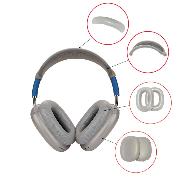 For AirPods Max Headphones 4-in-1 Silicone Replacement Cover Kit(Transparent Black) - Earmuff & Pad by buy2fix | Online Shopping UK | buy2fix