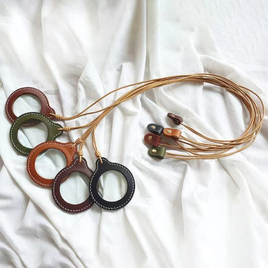 3X Adjustable Hanging Magnifier Portable Elderly Magnifying Glass with Leather Case(Coffee) - Others by buy2fix | Online Shopping UK | buy2fix